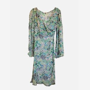 DIANE VON FURSTENBERG Silk Wrap Dress Sz. 2 Aqua Polka Dots Vintage